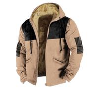 Mens Bomber Jackets Lightweight Windbreaker Europe And The United States Independent Station Border Multicolor Solid Color Printing Hooded Sweater Brown Cotton Clothing Men Shirt Jacket (Khaki, XL)