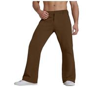 Mens Bootcut Flares Pants Men's Vintage 60s 70s Corduroy Bell Bottom Casual Slim Fit Retro Flared Trousers Mens 70s Disco Outfits Bell Bottom Pants Classic Comfort Flared Flares Retro Disco (Brown, L)
