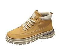 Men's Boots Boots Men Kickers Boots Christmas 2025 Men's Spring and Autumn British Style Retro High Top Work Shoes Trendy Versatile Thick Sports Casual Ankle Boots Ladies Birthday Gifts (Yellow, 6)