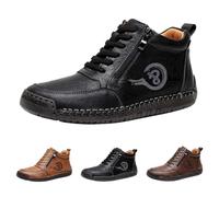 Mens Boots for Men High Top Loafers Shoes Chelsea Leather Casual Dress Men's Boot Man Shoe Formal Oxford Ankle Chukka Boots Side Zipper Slip on Walking Driving Booties #B1_Black Footwear Size 5.5