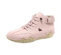 Mens Boots Leather Wide Fit Lace-up Slip-on Ankle High Shoes Autumn Winter Fashion Outdoor Casual Pumps Lightweight Comfort Waterproof Hiking Sports Shoe Footwear Pink