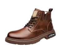 Men's Boots Single Cotton With The Same Paragraph Of Fashion British Lun Work Boots Casual Big Yards Korean Version Of The Hundred Men's Shoes Padded And Not Padded Mens Boots Size 10 (Coffee, 6)
