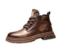 Men's Boots Single Cotton With The Same Paragraph Of Fashion British Lun Work Boots Casual Big Yards Korean Version Of The Hundred Men's Shoes Padded And Not Padded Mens Boots Size 10 (Brown, 7)