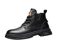 Men's Boots Single Cotton With The Same Paragraph Of Fashion British Lun Work Boots Casual Big Yards Korean Version Of The Hundred Men's Shoes Padded And Not Padded Mens Boots Size 10 (Black, 7.5)