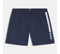 Men's Boss Dolphin Swim Shorts with Stripe and Logo in Blue