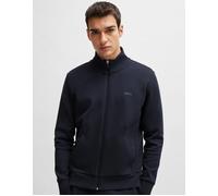 Men's BOSS Green Skaz Mens Stretch-Cotton Full Zip Sweatshirt with Logo Print NOS - Navy - Size: L
