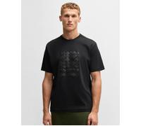 BOSS Interlock-cotton T-shirt with circle artwork - Style Tee Print Striped C, 50537845 Black M