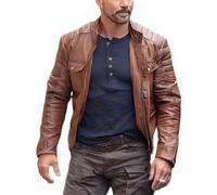 Men's Boss Level Motorcycle Biker Brown Leather Jacket | Frank Grillo Roy Pulver jacket