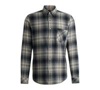 Men's Boss Rickert Cotton Flannel Shirt in Grey