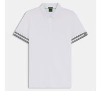 Men's Boss Zone Stripe Cuff Polo Shirt in White