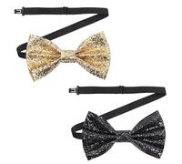 Men's Bow Tie,Glitter Sequin Bow Tie,Adjustable Men's Bow Tie Sparkly Pre-tied Bow Tie for Men Novelty Bowite for Men Bachelor Dance Hen Night Party Carnival Christmas Fancy Dress (Gold+Black)
