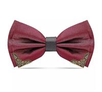 Men's Bow Tie Men's Wedding Bow Tie Groom Gold Rimmed Bow Tie for Parties, Wedding (Color : Red, Size : 12x6.8cm)