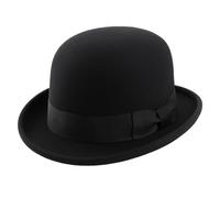 Men's Bowler Hat, Black, 56-59cm, Wool Felt, Formal Wear, Soft Body, Classic Derby Style, Satin Lined (UK, Alpha, L, Black)
