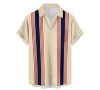 Men's Bowling Shirts, Hawaiian Shirt, Halloween Shirt, Printed Chest Pocket, Short Sleeve, Casual Button Down Shirt, Aloha Shirt