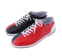 Men's Bowls Shoes, Leather Bowling Athletic Trainers for Right Or Left Handed Bowlers Comfortable Lightweight,Red,8 UK