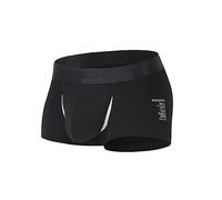 Mens Boxer Brief Underwear with Pouch for Balls for Men Modest Jock Strap Sports Supporters Male Boxer Briefs Underwear Mid Waisted Bulge Enhancement Running Comfy Comfort Ball Pouch Black