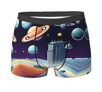 Men's Boxer Briefs - Breathable Stretch Underwear with a Space Journey print Concave Convex Design, Cooling Fly