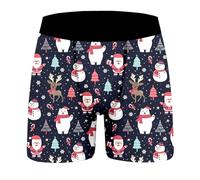 Mens Boxer Briefs Christmas Shorts Men's Xmas Funny Christmas Print Boxer Shorts Novelty Holiday Stretch Briefs Santa Deer Socks Pattern Underwear Trunks Underwear Breathable Trunks Sleep Bottoms