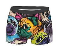Men's Boxer Briefs Colorful Pug Dogs Funny Puppy Fun Underwear Shorts for Men The Best Gift XXL