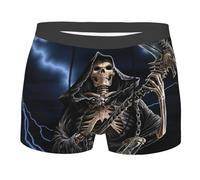 Men'S Boxer Briefs Grim Reaper Skull Hourglass Stretch soft breathable Casual Underwear Boxer Shorts Black