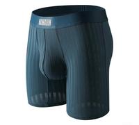 Mens Boxer Briefs Ice Silk Long Leg Shorts Moisture Wicking Mesh Underwear Trunks Active Fit M-2XL(Blue XXL)