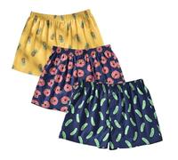 Mens Boxer Shorts for Men 100 Cotton Funny Sleep Short Inseam Woven Pattern Plaid Pajamas Multipacks, Sunglasses Pineapple/Donuts/Cucumber, M