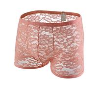 Mens Boxer Shorts Lace Sexy See Through Briefs Underwear for The Bedroom Breathable Mesh Sissy Underwear for Bedroom Boxers Underpants Boxers Briefs Personalised Underwear