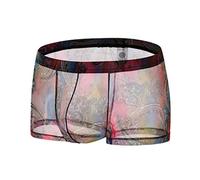 Men's Boxer Shorts - Men's Fitted Boxer Hipsters Shorts with Elastic Waist Soft Bamboo Underwear Stretch Fit Mens Underwear Boxer Shorts for Men Fitted Hipster Boxers for Men Red