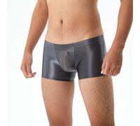 Men's Boxer Shorts, Seamless Thongs Sheer Shiny Satin Briefs Glossy Transparent Underwear With Smooth