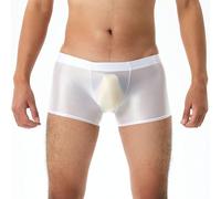Men's Boxer Shorts, Seamless Thongs Sheer Shiny Satin Briefs Glossy Transparent Underwear With Smooth