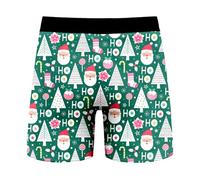 Mens Boxers Christmas Boxer Shorts Xmas Funny Christmas Print Boxer Shorts Novelty Holiday Stretch Briefs Santa Deer Socks Pattern Underwear Trunks Underwear Breathable Trunks Briefs Sleep Bottoms