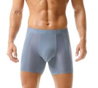 Mens Boxers Comfortable Open Fly Underwear with Button Black Elastic Trunks Underpants S-5XL (Za1-Light Blue,5XL)