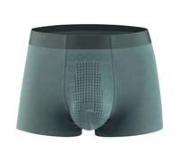 Mens Boxers Loose Fit - Male Underwear Copper Fiber Negative Ion Solid Color Breathable Four Corner Underwear Underwear (Green, Xxl)