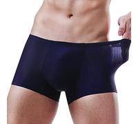 Mens Boxers Men Men's Sexy Summer Thin Transparent Ice Silk Boxer Breathable Soft Waist Non- Underpants Underwear Stance Underwear Mens Brief (Navy, L)
