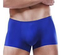 Mens Boxers Men Men's Sexy Summer Thin Transparent Ice Silk Boxer Breathable Soft Waist Non- Underpants Underwear Stance Underwear Mens Brief (Blue, L)