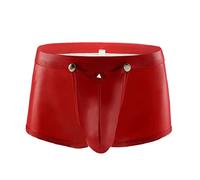 Mens Boxers, Metallic Boxers Shorts with Button Fly Front Open Bulge Pouch Trunks Sexy Underpants Erotic Lingerie Slim Fit Underwear Clubwear for Stag Do Fancy Dress Costume Red