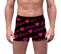 Mens Boxers Shorts, Heart Print Valentine's Day Men's Briefs High Elasticity Comfortable And Stylish Underwear For Daily Use