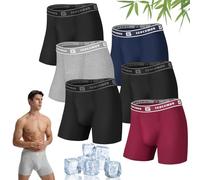 Mens Boxers Shorts Multipack Bamboo Boxers 6 Pack Breathable Underwear Trunks Longer Leg Boxer Shorts - No Itchy Labels - Moisture Wicking - Elastic Waist, Comfortable Boxer Briefs with Open Fly
