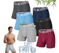 Mens Boxers Shorts Multipack Bamboo Boxers 6 Pack Breathable Underwear Trunks Longer Leg Boxer Shorts - No Itchy Labels - Moisture Wicking - Elastic Waist, Comfortable Boxer Briefs with Open Fly