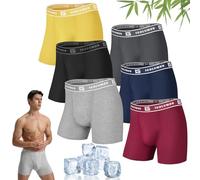 Mens Boxers Shorts Multipack Bamboo Boxers 6 Pack Breathable Underwear Trunks Longer Leg Boxer Shorts - No Itchy Labels - Moisture Wicking - Elastic Waist, Comfortable Boxer Briefs with Open Fly