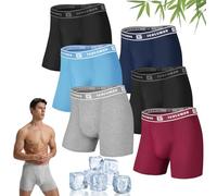 Mens Boxers Shorts Multipack Bamboo Boxers 6 Pack Breathable Underwear Trunks Longer Leg Boxer Shorts - No Itchy Labels - Moisture Wicking - Elastic Waist, Comfortable Boxer Briefs with Open Fly