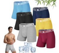 Mens Boxers Shorts Multipack Bamboo Boxers 6 Pack Breathable Underwear Trunks Longer Leg Boxer Shorts - No Itchy Labels - Moisture Wicking - Elastic Waist, Comfortable Boxer Briefs with Open Fly