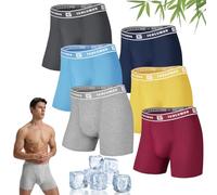 Mens Boxers Shorts Multipack Bamboo Boxers 6 Pack Breathable Underwear Trunks Longer Leg Boxer Shorts - No Itchy Labels - Moisture Wicking - Elastic Waist, Comfortable Boxer Briefs with Open Fly