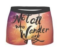 Mens Boxers Shorts Not All Who Wander Are Lost Boxers Elasticated Waistband Anti-Roll Underpants For Business Sports Adults L