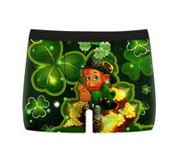 Mens Boxers St Patricks Men's Boxer Shorts Ireland Irish Clover Shamrock Printed Breathable Soft Paddy's Day Mens Briefs Classic Basic Fitted Underwear Shorts Elastic Waisted Trunk
