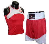 Men's Boxing Shorts and Vest Set - Premium Performance Boxing Apparel for Comfort and Style - Lightweight and Breathable - Ideal for Training and Competition (Red-White, S)