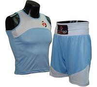 Men's Boxing Shorts and Vest Set - Premium Performance Boxing Apparel for Comfort and Style - Lightweight and Breathable - Ideal for Training and Competition (Sky-White, XL)