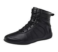 Men's Boxing Wrestling Shoes, Leather Ankle Support Non-Slip Training Competition Boots Comfortable Kickboxing Fighting Footwear,Black,6 UK