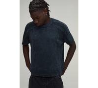 Men's Boxy Fit Acid Wash Ribbed Knitted T-Shirt | Charcoal | Size X-Large | BOOHOOMAN