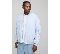 Men's Boxy Fit Peached Embroidered MA1 Bomber Jacket | Baby Blue | Size Medium | BOOHOOMAN